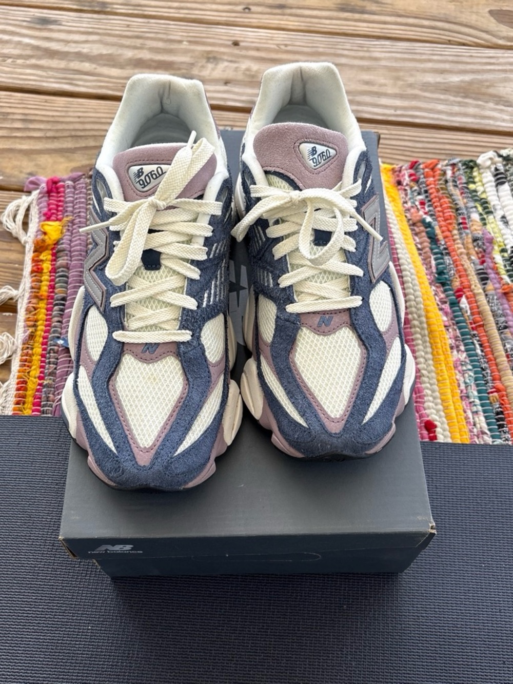 New Balance 9060 Sneakers in Navy, Cream & Mauve